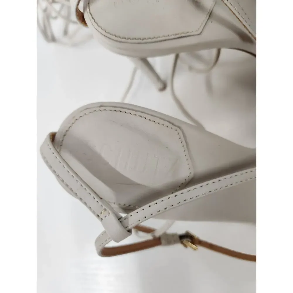 Schutz Women's Vikki Leather Ankle Tie Strappy High Heels, Size 6B, In Off White - Picture 5 of 14